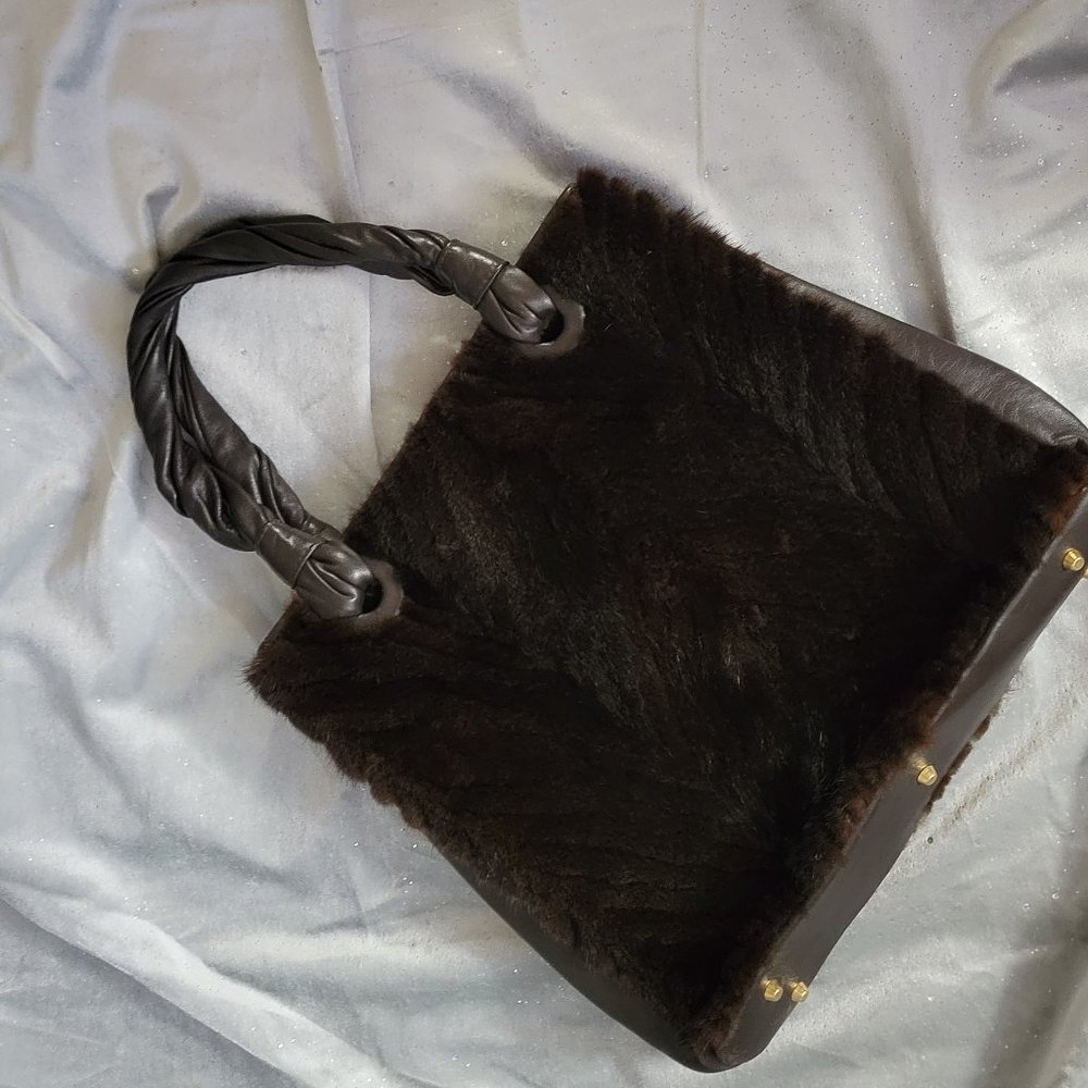 PAOLA MASI MINK LEATHER TOTE EXCELLENT TOTE BAG